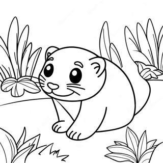 Bojanka Sa Ferretom Koji Istrazuje Vrt 103148 41248