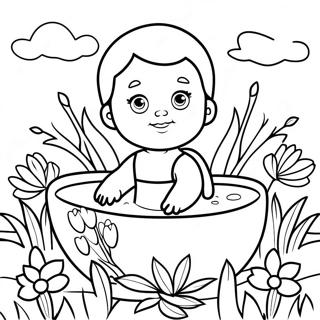 Bojanka Beba Mojsije Okruzena Cvecem 104561-42347