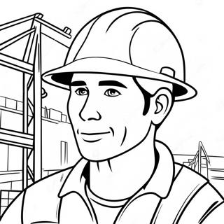 Radnik Na Gradilistu Sa Zastitnom Kacigom Bojanka 110575-47104