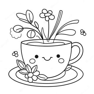 Slatka Solja Caja Sa Cvecem Stranica Za Bojanje 111449-47803