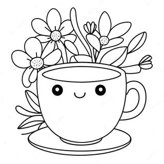 Slatka Solja Caja Sa Cvecem Stranica Za Bojanje 111449-47804