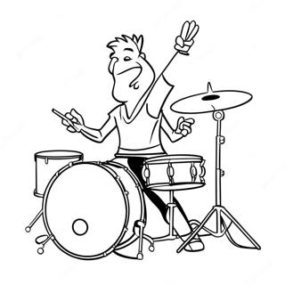 Bubnjar U Akciji Rock Benda Stranica Za Bojanje 114814 50546