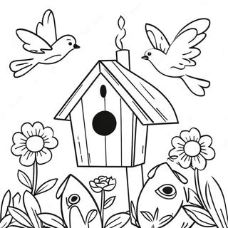 Sarena Pticja Kucica Sa Cvecem Bojanka 117082-52467