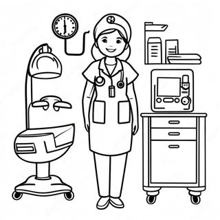 Medicinska Sestra U Uniformi Sa Medicinskom Opremom Za Bojanje 118964-54039