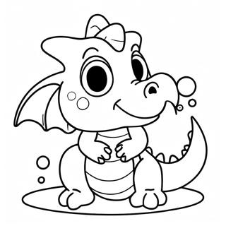 Razigrana Beba Zmaj Koja Puse Mehurice Stranica Za Bojanje 119346 54332