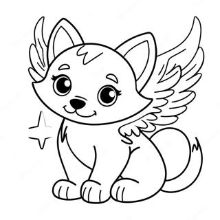 Razigrani Bebi Vuk Sa Sjajnim Krilima Za Bojanje 120940-55580