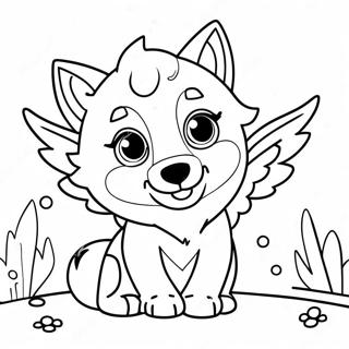 Razigrani Bebi Vuk Sa Sjajnim Krilima Za Bojanje 120940-55766