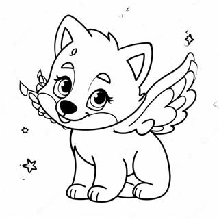 Razigrani Bebi Vuk Sa Sjajnim Krilima Za Bojanje 120940-55768