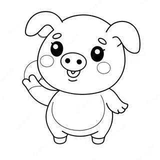 Slatka Kawaii Svinja Koja Drzi Balon Bojanka 127709-61284