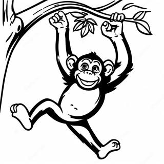 Simpanza Koji Se Ljulja Sa Drveta Bojanka 129712 62839