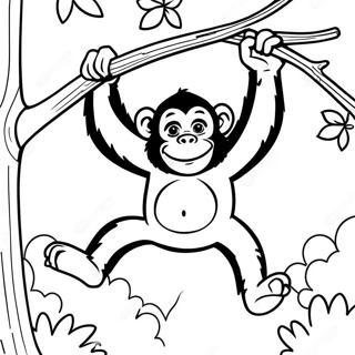 Simpanza Koji Se Ljulja Sa Drveta Bojanka 129712 62840