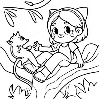 Avanturisticka Devojka Sa Mackom Na Drvetu Za Bojenje 131182 63981