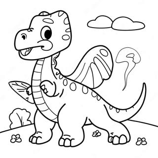 Srecan Dinosaur Sa Kupidovim Lukom Stranica Za Bojanje 136362 68016