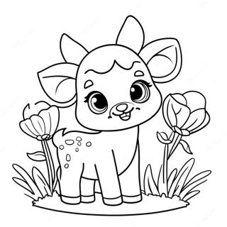 Razigrana Beba Jelen Sa Cvecem Bojanka 138696 69980