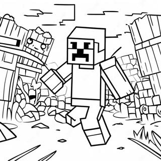 Bojanka Sa Minecraft Zombijem Koji Napada Selo 1455-2222