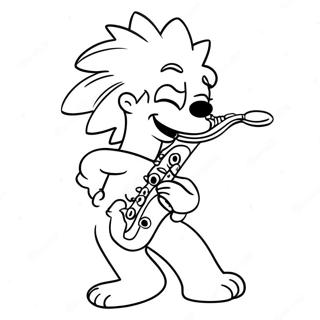 Obojena Stranica Sa Lisom Simpsonom Koja Svira Saksofon 19449 4253