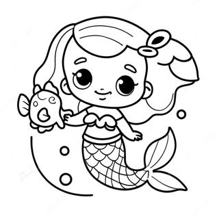 Slatka Beba Sirena Koja Se Igra Sa Ribama Za Bojanje 1995-1805