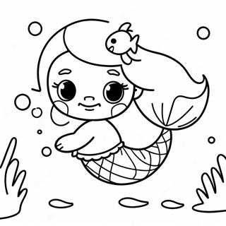Slatka Beba Sirena Koja Se Igra Sa Ribama Za Bojanje 1995-1808