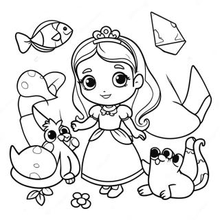 Razigrana Princeza Sa Zivotinjskim Prijateljima Za Bojanje 2088-834