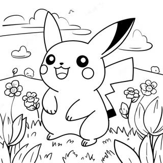 Srecni Pikachu U Cvetnom Polju Bojanka 2258-2554