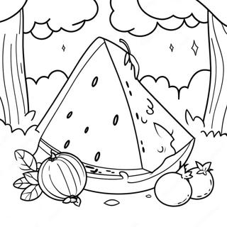 Scena Piknika Sa Lubenicom Za Bojanje 26166-5717