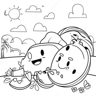 Scena Piknika Sa Lubenicom Za Bojanje 26166-5718