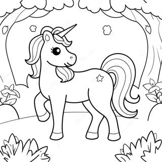 Slatki Jednorog U Fantazijskoj Sumi Na Stranici Za Bojanje 289-281