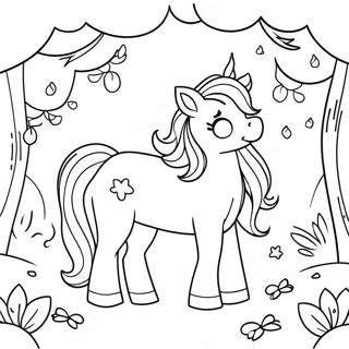 Slatki Jednorog U Fantazijskoj Sumi Na Stranici Za Bojanje 289-282