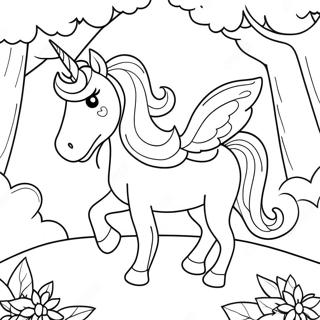 Slatki Jednorog U Fantazijskoj Sumi Na Stranici Za Bojanje 289-283