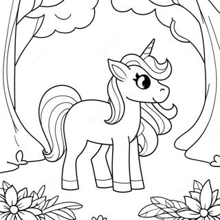 Slatki Jednorog U Fantazijskoj Sumi Na Stranici Za Bojanje 289-284