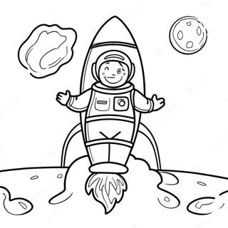 Avanturisticki Astronaut Koji Se Vozi Raketom Na Stranici Za Bojanje 29952-6522