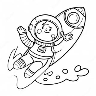 Avanturisticki Astronaut Koji Se Vozi Raketom Na Stranici Za Bojanje 29952-6523