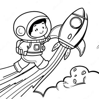 Avanturisticki Astronaut Koji Se Vozi Raketom Na Stranici Za Bojanje 29952-6524