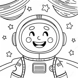 Srecan Astronaut Sa Zvezdama I Planetama Na Stranici Za Bojanje 29953-6526