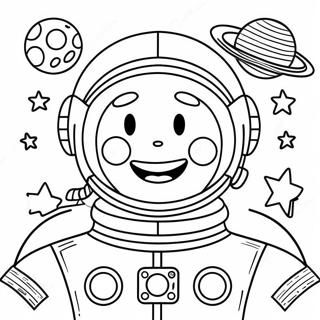 Srecan Astronaut Sa Zvezdama I Planetama Na Stranici Za Bojanje 29953-6527