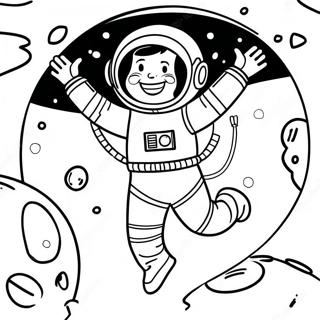 Smesan Astronaut Koji Plese U Nultoj Gravitaciji Na Stranici Za Bojanje 29954-6529