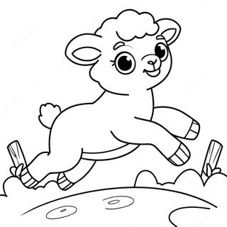 Razigrano Jagnje Koje Skace Na Stranici Za Bojanje 30033-6542