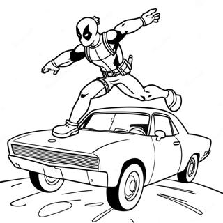 Deadpool Skace Preko Automobila Bojanka 30559-6665