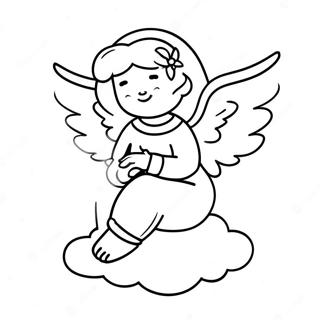 Mirni Andeo Koji Sedi Na Oblaku Za Bojanje 31825-6946