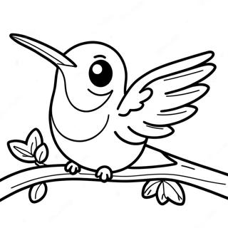 Elegantna Kolibri Ptica Koja Sedi Na Grani Na Bojanci 36515-7983