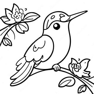 Elegantna Kolibri Ptica Koja Sedi Na Grani Na Bojanci 36515-7984