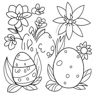 Prolecno Cvece I Uskrsnja Jaja Na Stranici Za Bojanje 382 2414