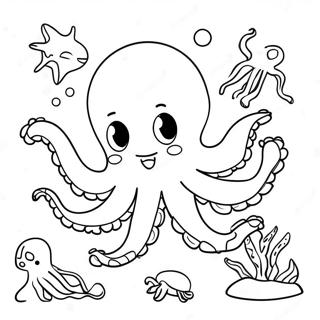 Hobotnica Koja Se Igra Sa Morskim Stvorenjima Za Bojanje 39103-8541