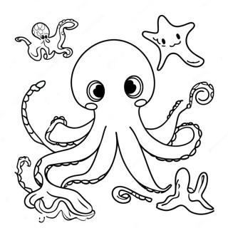 Hobotnica Koja Se Igra Sa Morskim Stvorenjima Za Bojanje 39103-8542