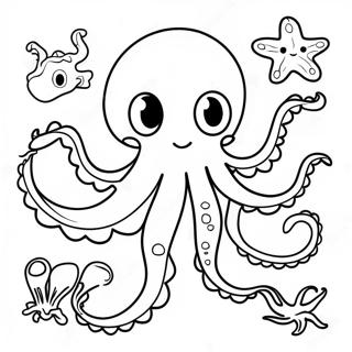 Hobotnica Koja Se Igra Sa Morskim Stvorenjima Za Bojanje 39103-8543