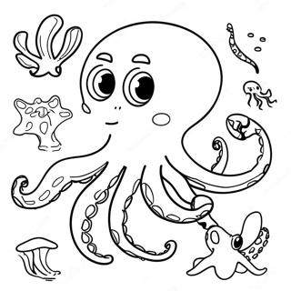 Hobotnica Koja Se Igra Sa Morskim Stvorenjima Za Bojanje 39103-8544