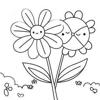 Slatki Crtani Cvet Na Stranici Za Bojanje 468-1108