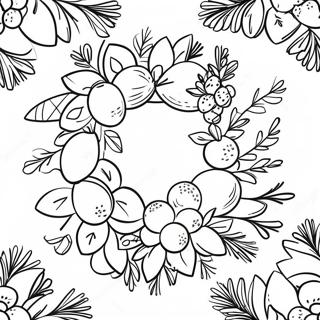 Tradicionalni Bozicni Venac Sa Sisarkama Na Stranici Za Bojanje 49437-10817