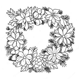 Tradicionalni Bozicni Venac Sa Sisarkama Na Stranici Za Bojanje 49437-10819