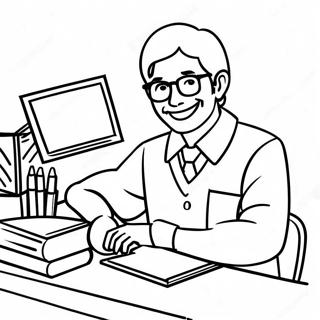 Srecan Ucitelj Za Stolom Bojanka 62058 13678